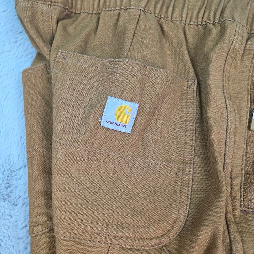 Carhartt Relaxed Fit Canvas Jogger Pants Womens M Reg Elastic Waist Utility Brn - Picture 7 of 13